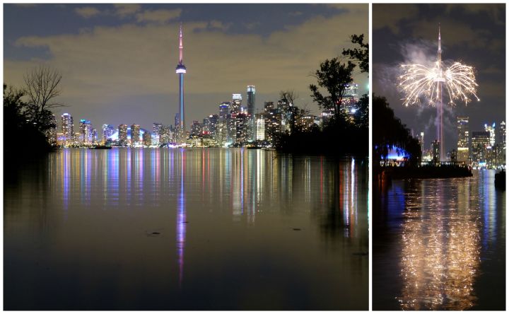 Toronto at night fireworks