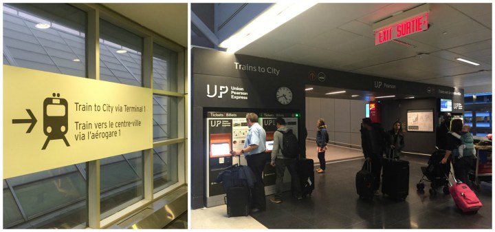 UP Express ticket machines signs