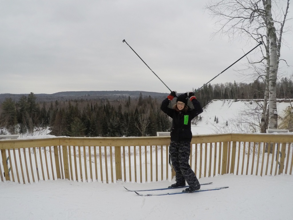 Arrowhead cross country skiing moose pose